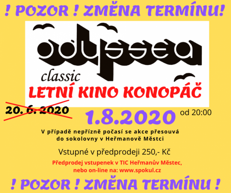 Odyssea - 1. 8. 2020 od 20h v Letním kině Konopáč